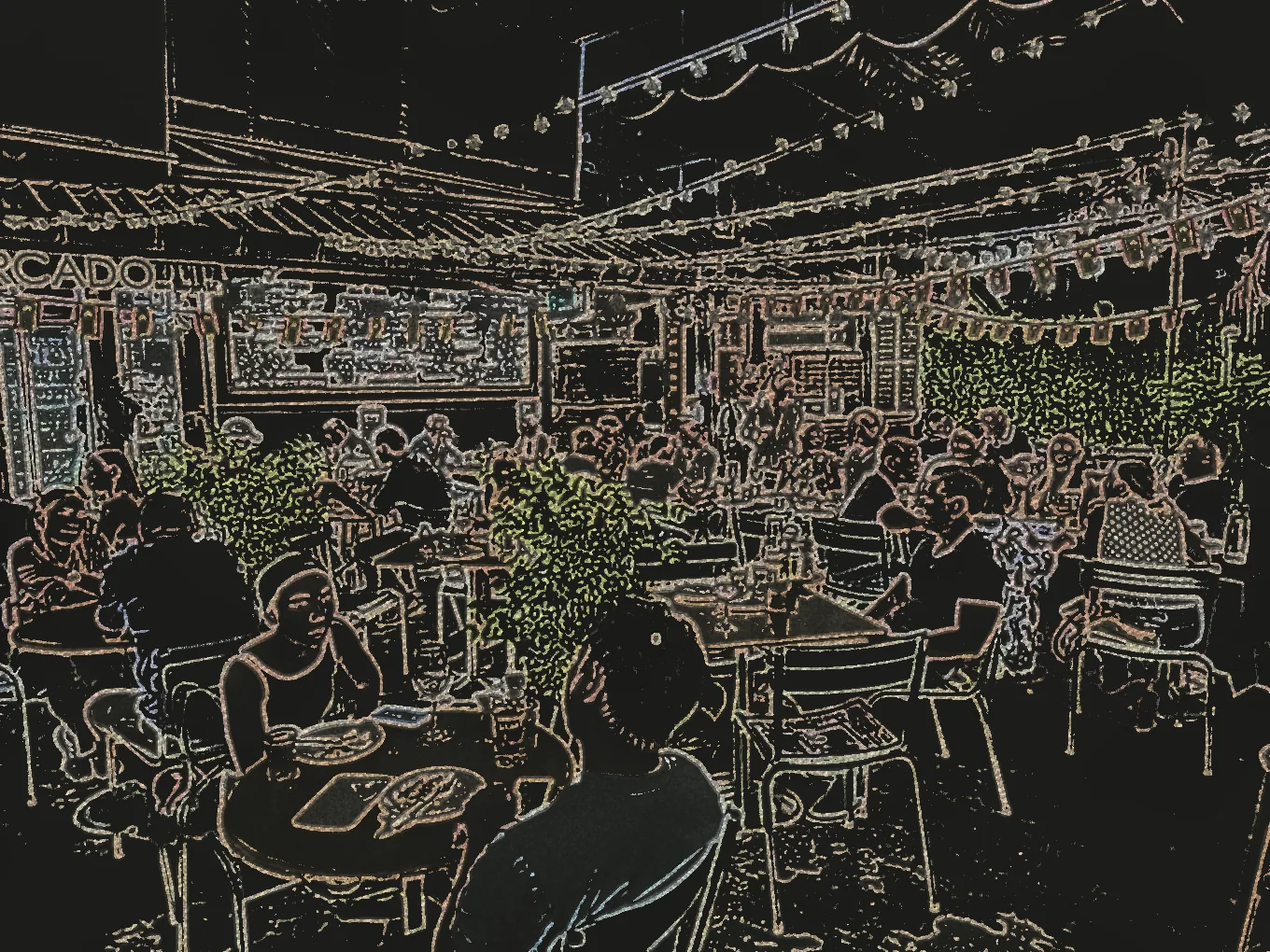 The courtyard, drawn in chalk