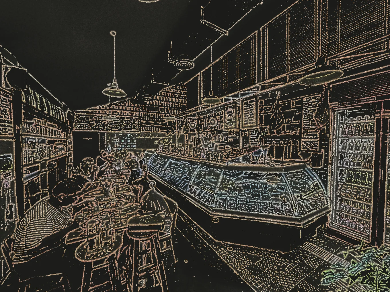 The gastronomia, drawn in chalk